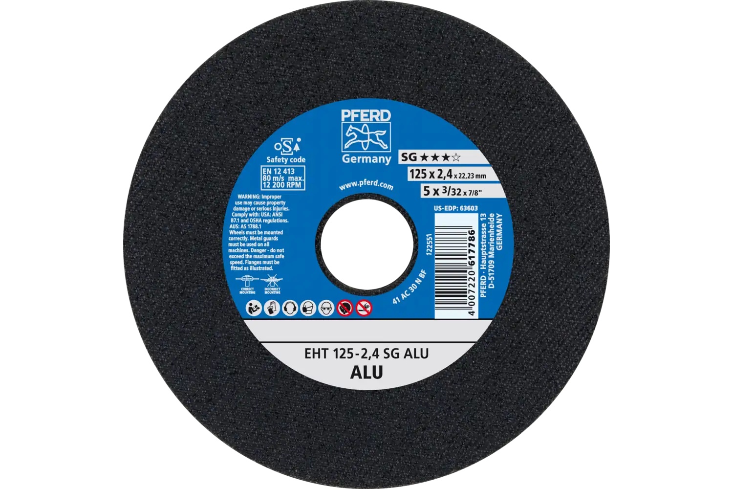 Picture of Pferd Cut-Off Wheel, 5" X 3/32 X 7/8, Sg Alu, T1, Aluminum Oxide